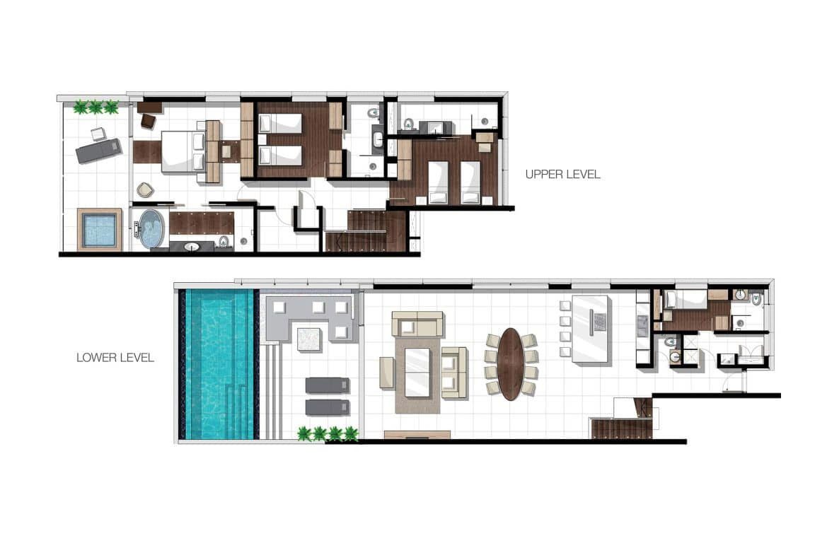 Three-bedroom Sky Pool Villa - Floor plan