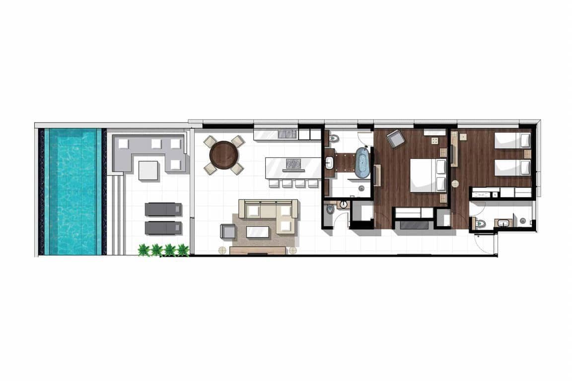 Two-bedroom Sky Pool Villa - Floor plan